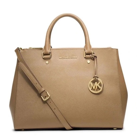 Michael Kors Tan Leather Sutton Satchel Shoulder Purse - Picture 1 of 9